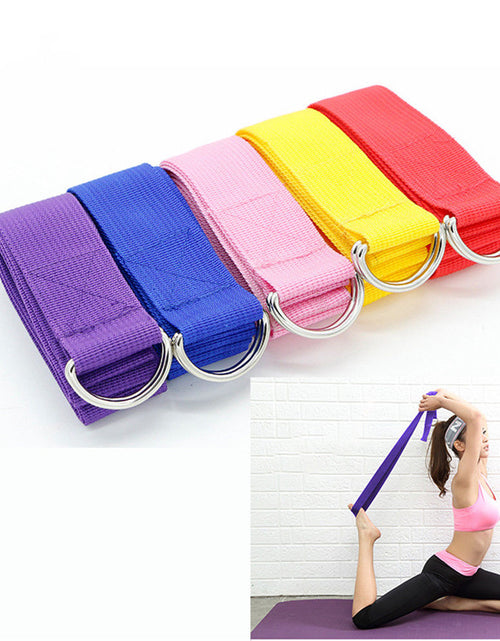 Load image into Gallery viewer, 180cm Multicolors Yoga Stretch Strap D-Ring Belt Fitness Exercise Gym Rope Figure Waist Leg Resistance Fitness Bands Yoga Belt
