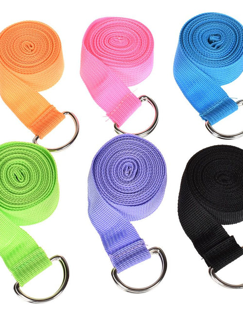 Load image into Gallery viewer, 180cm Multicolors Yoga Stretch Strap D-Ring Belt Fitness Exercise Gym Rope Figure Waist Leg Resistance Fitness Bands Yoga Belt
