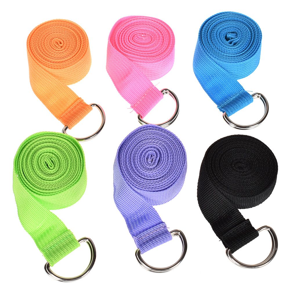 180cm Multicolors Yoga Stretch Strap D-Ring Belt Fitness Exercise Gym Rope Figure Waist Leg Resistance Fitness Bands Yoga Belt