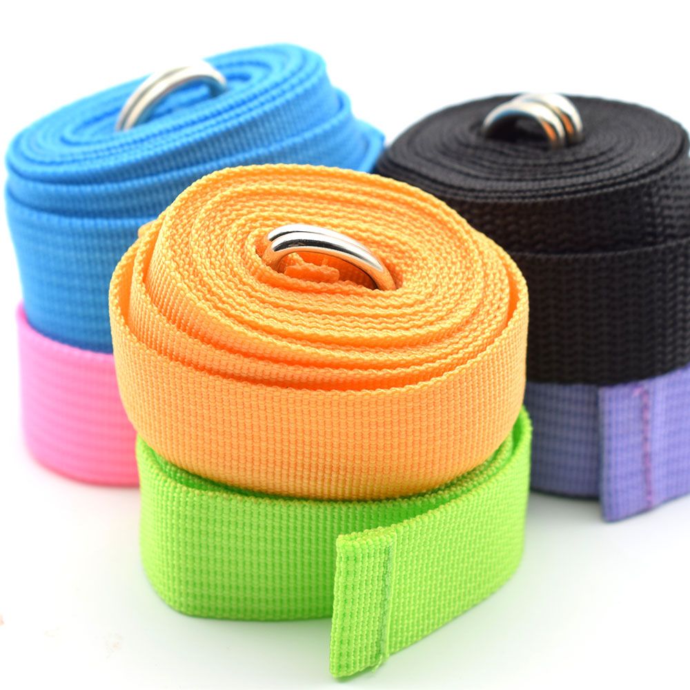 180cm Multicolors Yoga Stretch Strap D-Ring Belt Fitness Exercise Gym Rope Figure Waist Leg Resistance Fitness Bands Yoga Belt