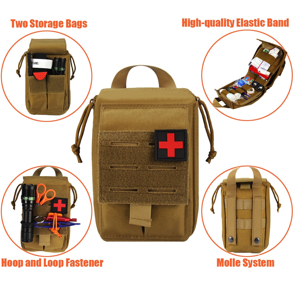 Tactical Molle First Aid Kit Survival Bag 1000D Nylon Emergency Pouch Military Outdoor Travel Waist Pack Camping Lifesaving Case