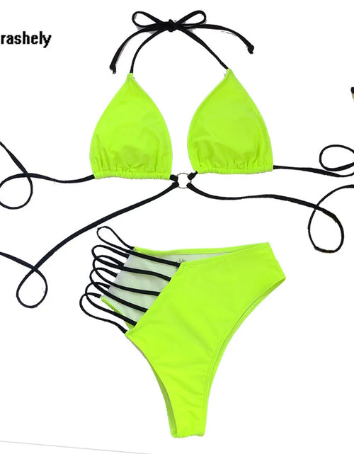 Load image into Gallery viewer, Vigorshely Sexy High Waist Swimwear Women String Bikini Set 2023 Halter Swimsuit Female Brazilian Biquini Bathing Suit Swim Wear
