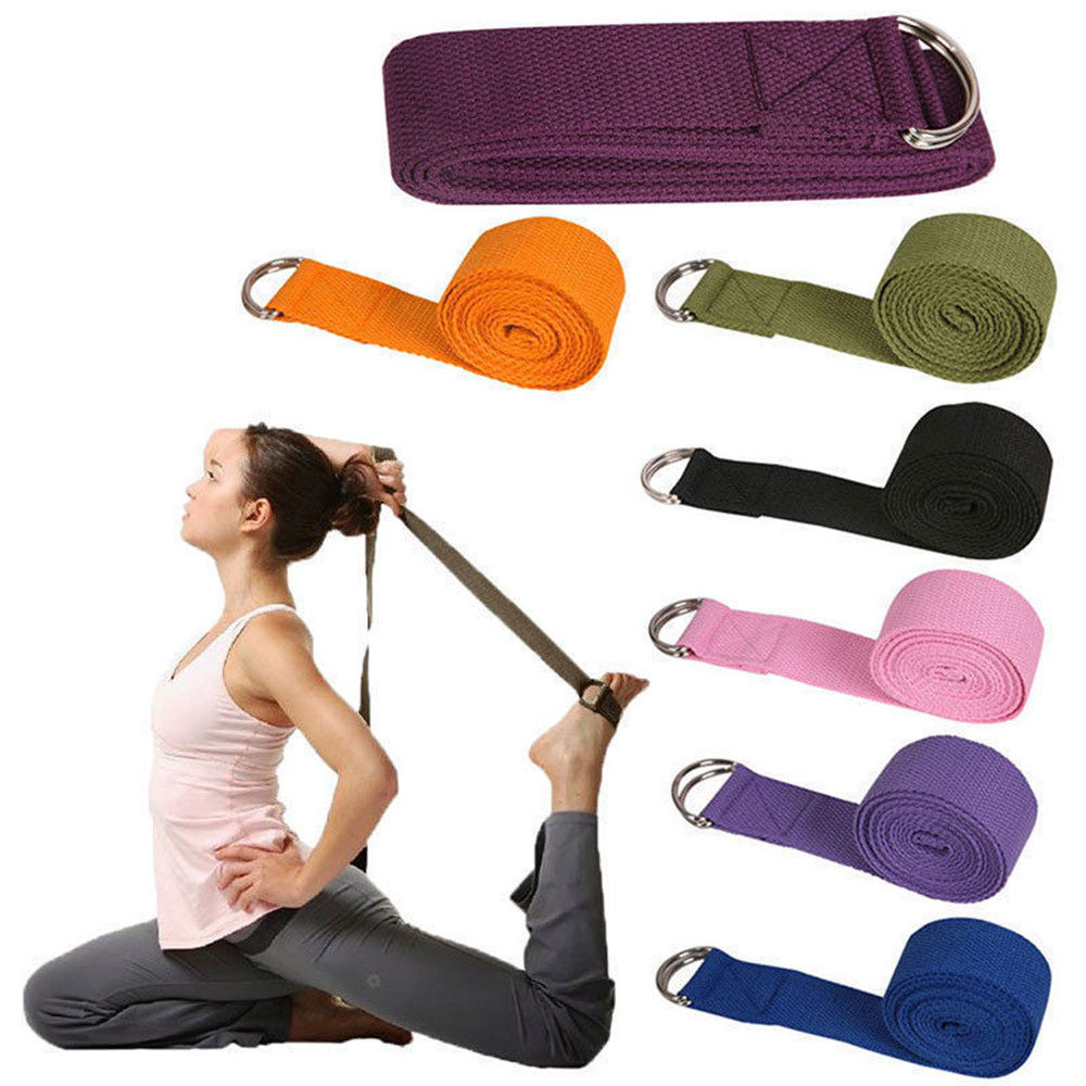 180cm Multicolors Yoga Stretch Strap D-Ring Belt Fitness Exercise Gym Rope Figure Waist Leg Resistance Fitness Bands Yoga Belt