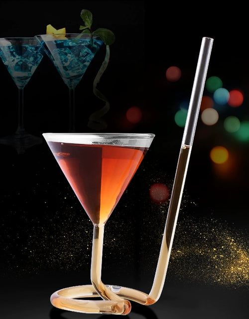 Load image into Gallery viewer, Trending Creative Rotate Matini Cocktail Glass Vampire Cup Wine Glass Long Tail Cocktail Glass Molecular Wine Glass
