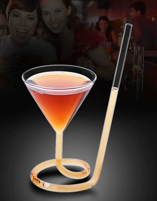 Load image into Gallery viewer, Trending Creative Rotate Matini Cocktail Glass Vampire Cup Wine Glass Long Tail Cocktail Glass Molecular Wine Glass
