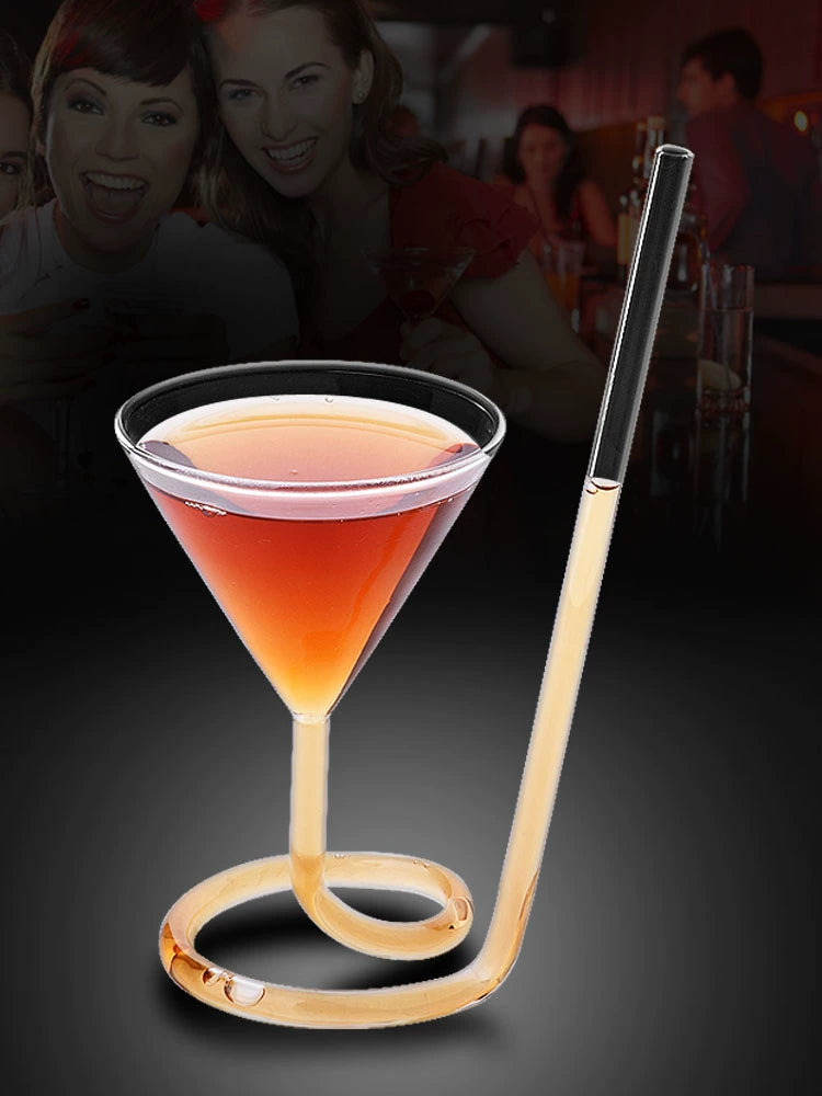 Trending Creative Rotate Matini Cocktail Glass Vampire Cup Wine Glass Long Tail Cocktail Glass Molecular Wine Glass