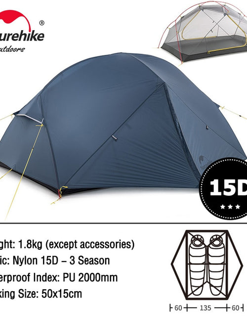 Load image into Gallery viewer, Naturehike Mongar 2 Tent 2 Person Backpacking Tent 20D Ultralight Travel Tent Waterproof Hiking Survival Outdoor Camping Tent
