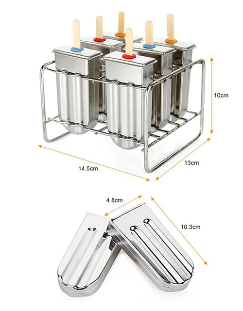 Load image into Gallery viewer, Stainless Steel Popsicle Mold Rack Ice Lolly Mold Frozen Lolly Popsicle Maker Homemade Ice Cream Mold with Popsicle Holder
