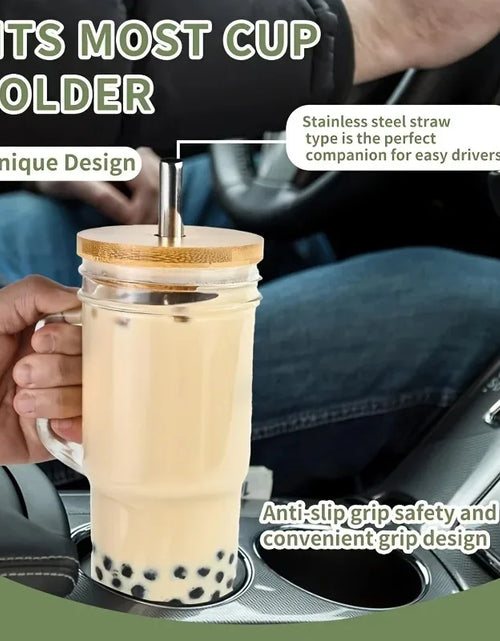 Load image into Gallery viewer, 750ML Glass Cup Wooden Lid Bubble Tea Cold Drinking Coffee Wine Juice Milk Transparent Straw Car Mug Cup Drinkware Water Bottle
