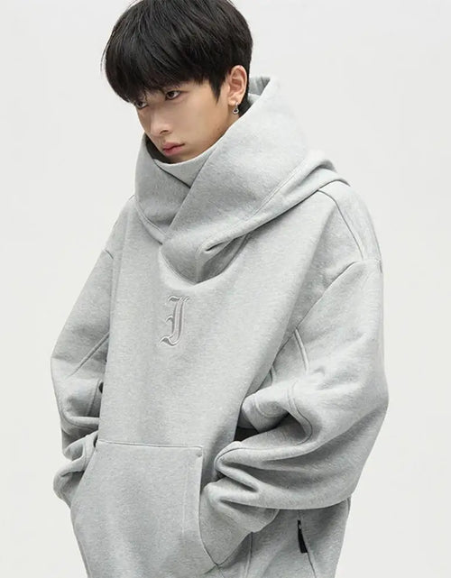 Load image into Gallery viewer, Men Sweatshirt Japanese Harajuku Streetwear Cyber Punk Scarf Collar Hoodie Winter Autumn Comfortable Pullover Sweatshirt
