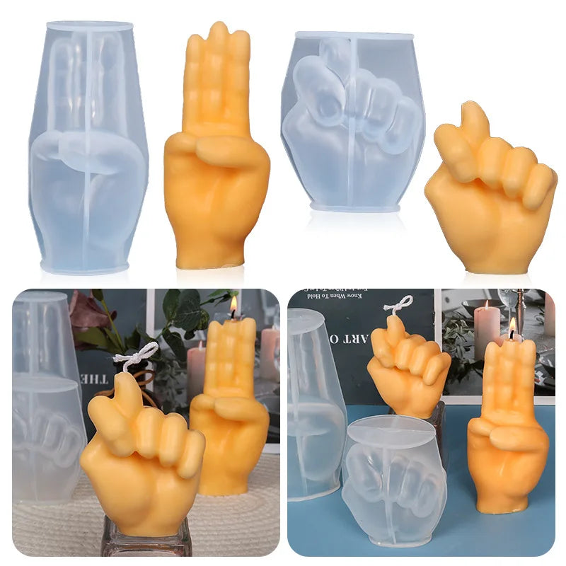 3D Middle Finger Candle Silicone Mold DIY Gesture Aromatherapy Plaster Art Soap Resin Crafts Making Tools Holiday Party Gifts