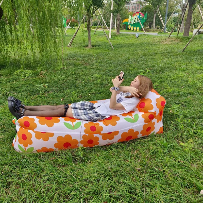 Trend Outdoor Products Fast Infaltable Air Sofa Bed Good Quality Sleeping Bag Inflatable Air Bag Lazy bag Beach Sofa 240*70cm