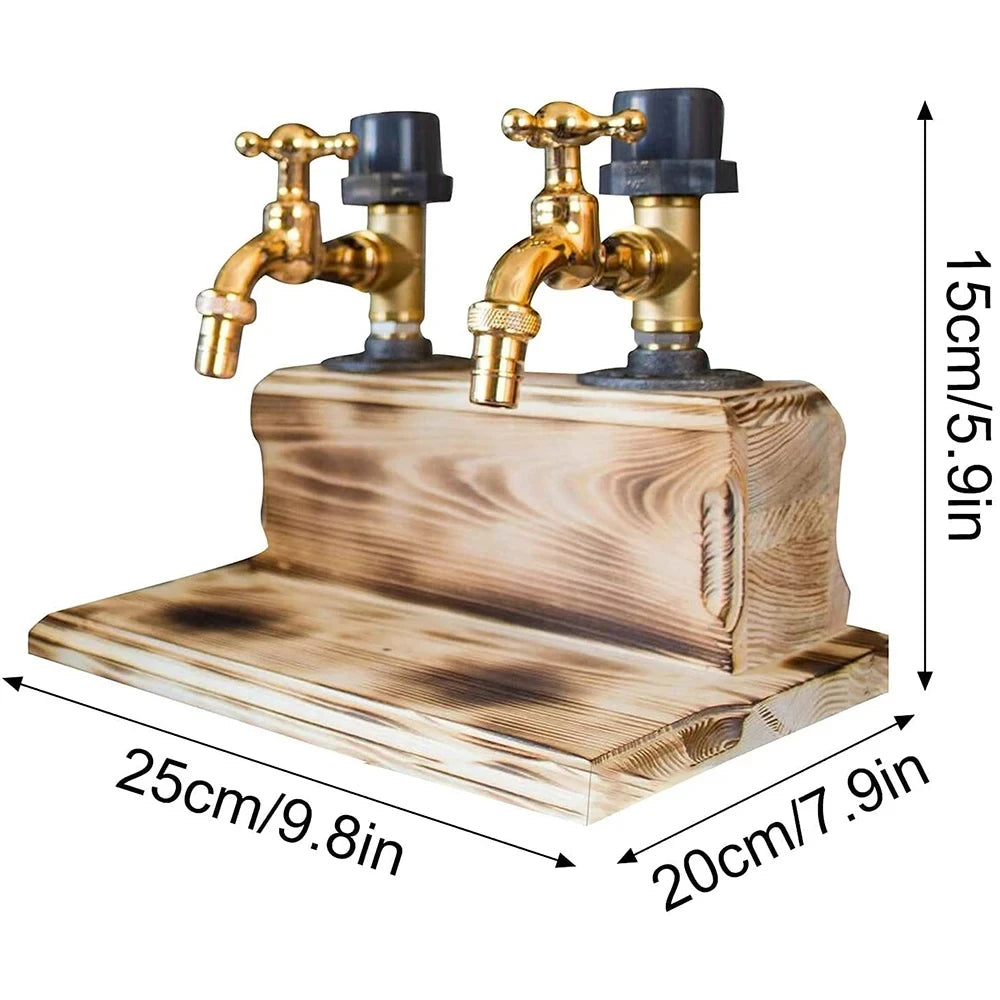 Wooden Whiskey Liquor Dispenser Faucet Shaped Shot Dispenser Beverage Whiskey Holder for Bottle Home Bar Party Bar Accessories