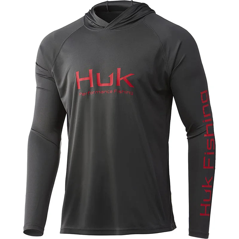 HUK Fishing Shirt Mens Long Sleeve Outdoor UV Performance fishing Clothing Upf Fishing Tops Sunscreen Breathable Anti Mosquito