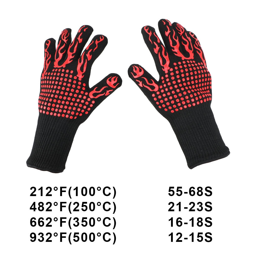 Extreme Heat Resistant 300-500 Centigrade Fireproof Microwave Oven Gloves BBQ Fire Gloves Non-slip Flame Retardant Bakeware