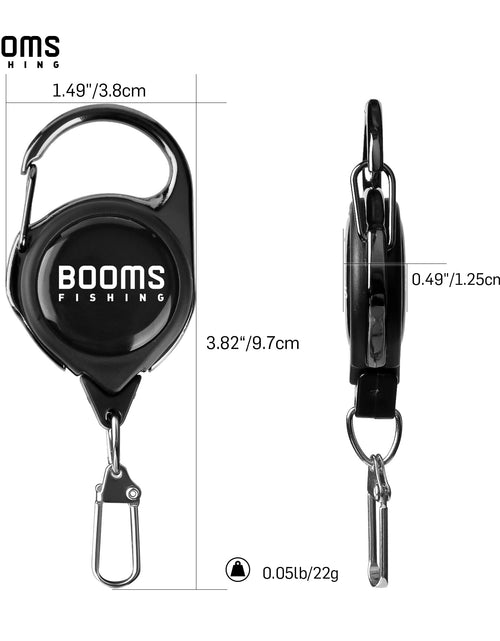 Load image into Gallery viewer, Booms Fishing RG1 Fly Fishing Retractor Tools Extractor Keeper Retractable Key Chain Reel Badge Holder Tackle Boxes Accessories
