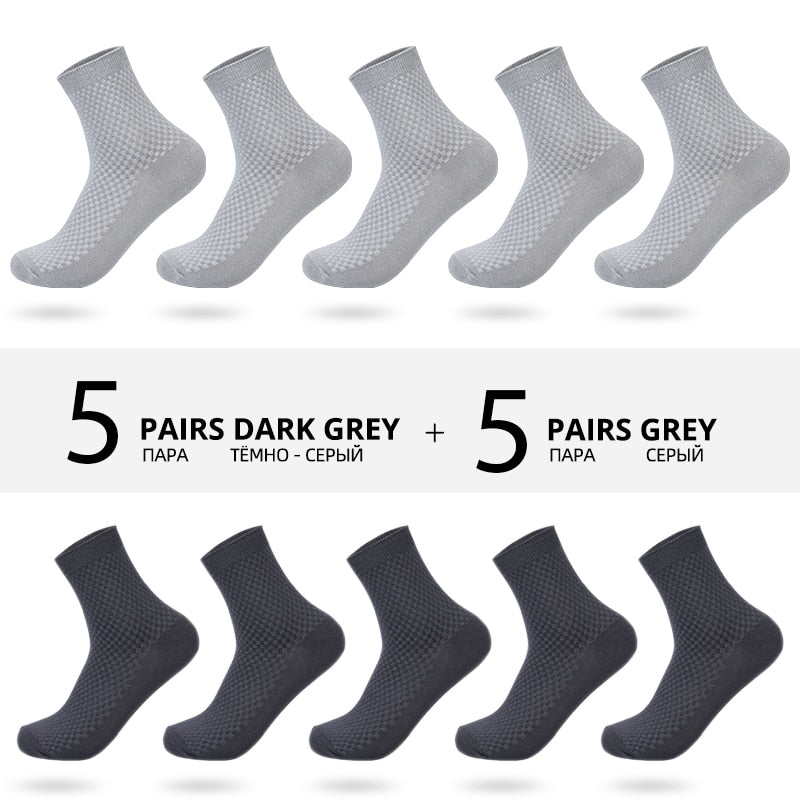 HSS Brand 10 Pairs/Lot Men Bamboo Fiber Socks New Classic Business Long Socks Mens Dress Sock For Winter Gift Plus Size EUR39-45