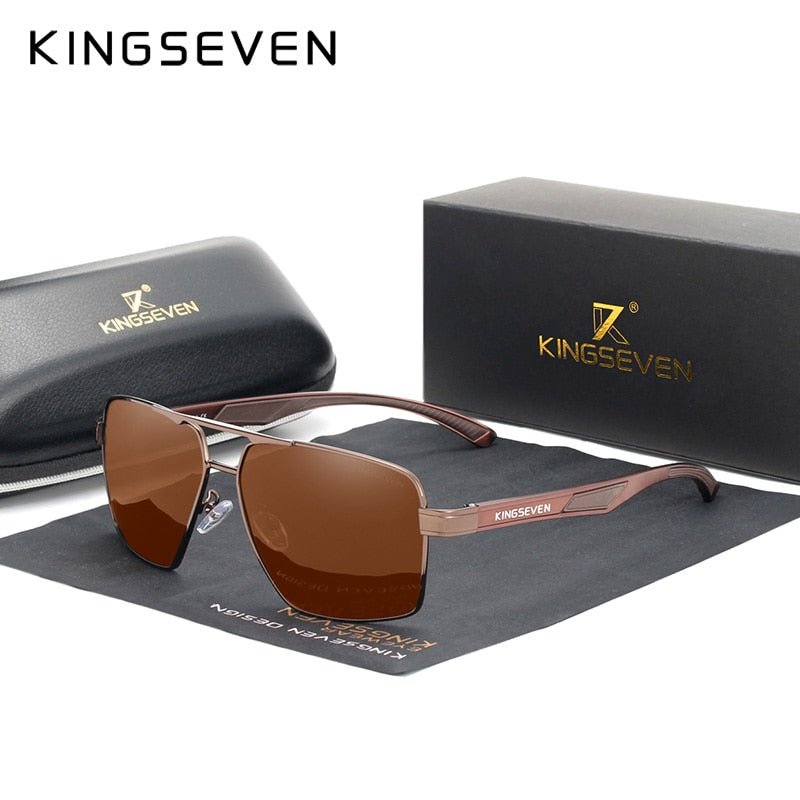 KINGSEVEN Aluminum Men&#39;s Sunglasse Polarized Lens Brand Red Design Temples Sun glasses Coating Mirror Glasses Oculos de sol 7719