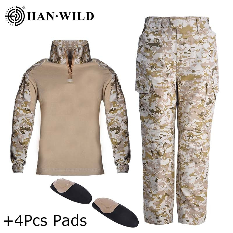 Children&#39;s Camouflage Training Clothes Suit Kids Outdoor CS Field Camping Hunting Military Combat Uniform Tactical Shirt Pants