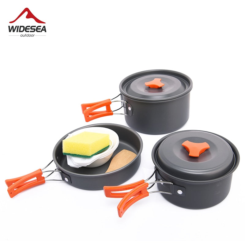 Widesea Camping Outdoor Cookware Set Tableware Cooking Cutlery Utensils Hiking Picnic Travel Equipment Tourist Cooker Fishing