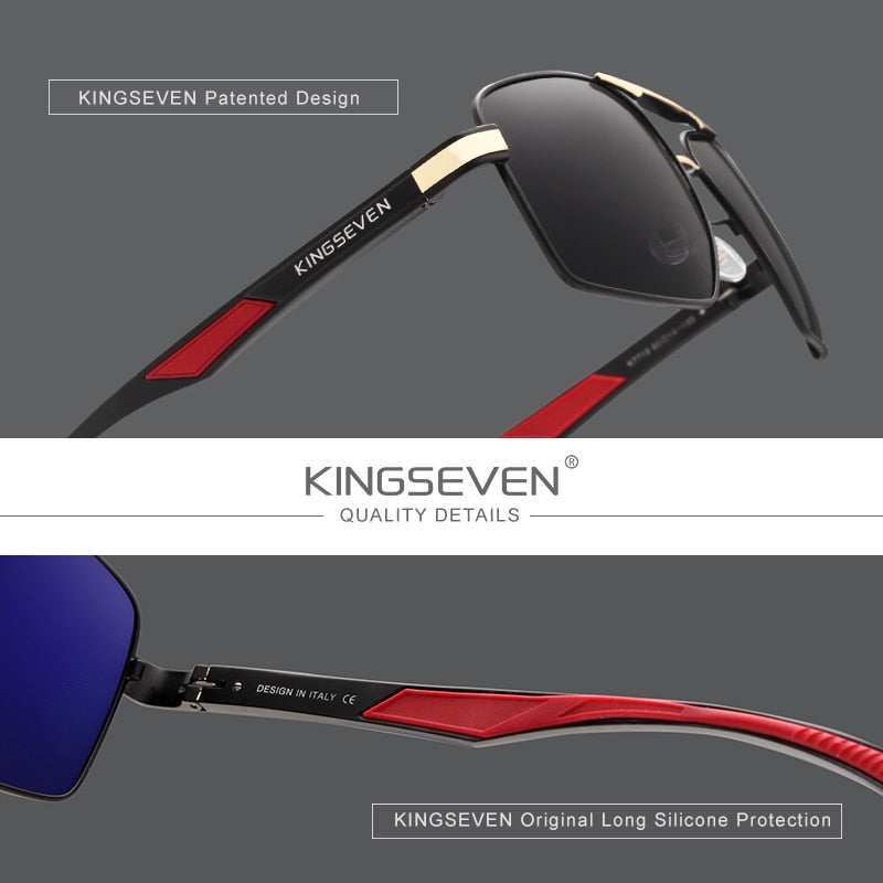 KINGSEVEN Aluminum Men&#39;s Sunglasse Polarized Lens Brand Red Design Temples Sun glasses Coating Mirror Glasses Oculos de sol 7719