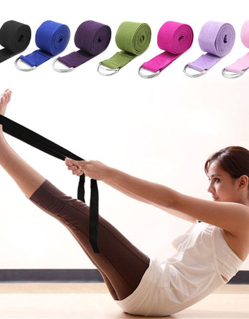 Load image into Gallery viewer, 180cm Multicolors Yoga Stretch Strap D-Ring Belt Fitness Exercise Gym Rope Figure Waist Leg Resistance Fitness Bands Yoga Belt
