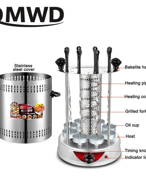 Load image into Gallery viewer, Revolving Vertical Electric Kebab Grill 6/8/10 Sticks Automatic Rotating Barbecue Smokeless BBQ Rotisserie Lamb Skewers Oven EU
