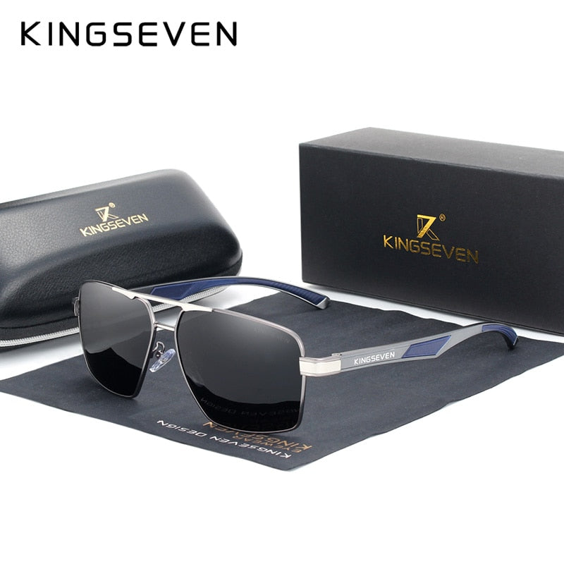 KINGSEVEN Aluminum Men&#39;s Sunglasse Polarized Lens Brand Red Design Temples Sun glasses Coating Mirror Glasses Oculos de sol 7719