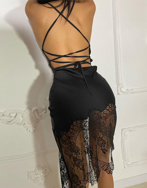 Load image into Gallery viewer, Y2KGIRL Cyber Spaghetti Strap Lace Bandage Midi Dresses Elegant Party Night Club Fashion Sexy Backless Strap Dress Women Clothes
