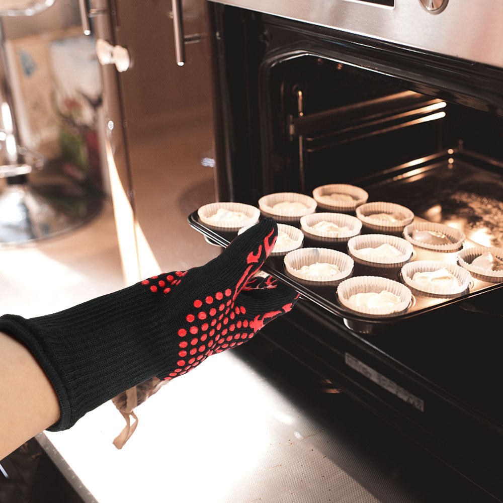 Extreme Heat Resistant 300-500 Centigrade Fireproof Microwave Oven Gloves BBQ Fire Gloves Non-slip Flame Retardant Bakeware