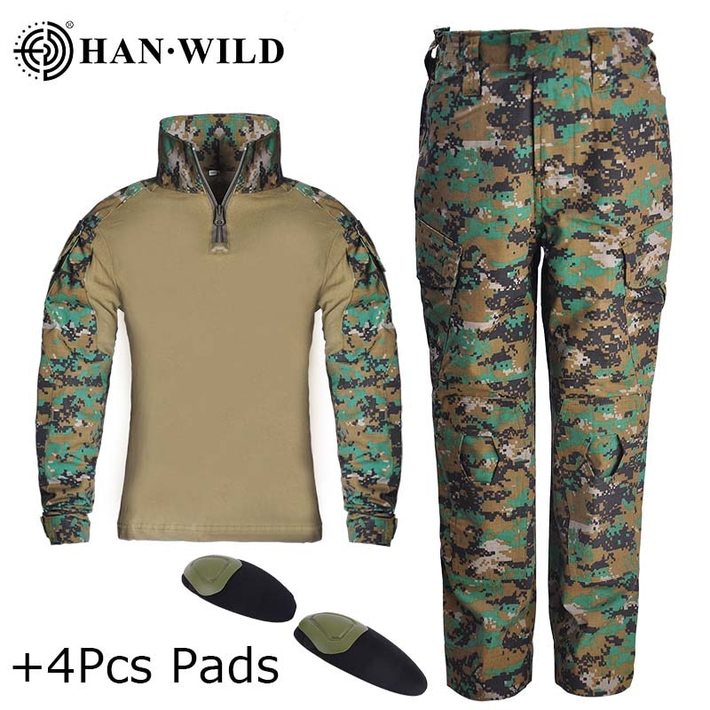 Children&#39;s Camouflage Training Clothes Suit Kids Outdoor CS Field Camping Hunting Military Combat Uniform Tactical Shirt Pants