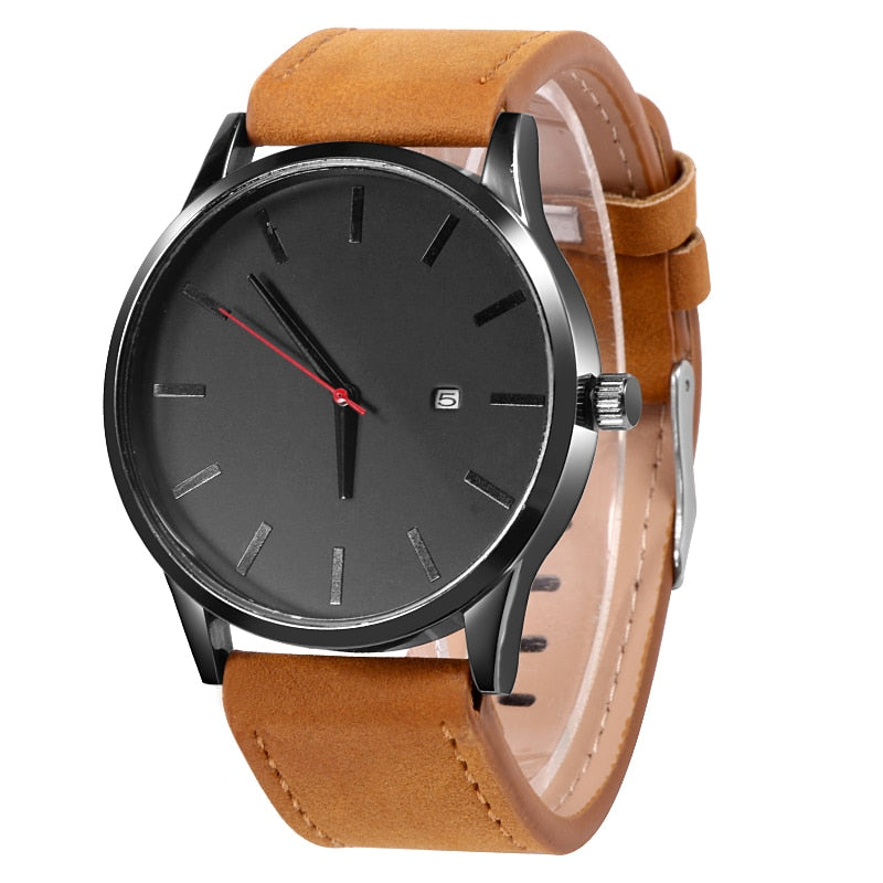 Simple Men Quartz Watch Relogio Masculino Military Sport Wristwatch Leather Strap Mens Reloj Complete Calendar Watches Hom Saati