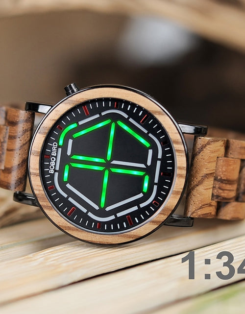 Load image into Gallery viewer, BOBO BIRD Wood Digital Watch Men erkek kol saati Night Vision Wooden Watches LED Time Display relogio masculino in Wood Gift Box
