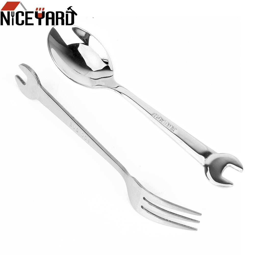 NICEYARD Wrench Spoon Cooking Fork Tableware Stainless Steel Wrench Shape Dinnerware Cooking Accessories Gadgets Kitchen Tools