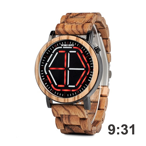 Load image into Gallery viewer, BOBO BIRD Wood Digital Watch Men erkek kol saati Night Vision Wooden Watches LED Time Display relogio masculino in Wood Gift Box
