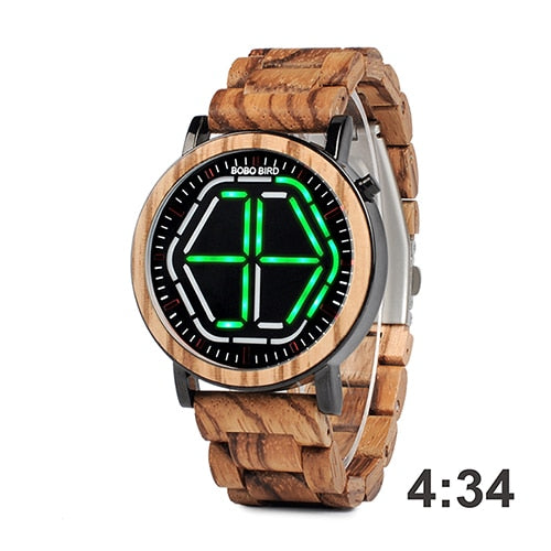 Load image into Gallery viewer, BOBO BIRD Wood Digital Watch Men erkek kol saati Night Vision Wooden Watches LED Time Display relogio masculino in Wood Gift Box
