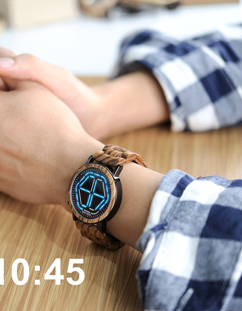 Load image into Gallery viewer, BOBO BIRD Wood Digital Watch Men erkek kol saati Night Vision Wooden Watches LED Time Display relogio masculino in Wood Gift Box
