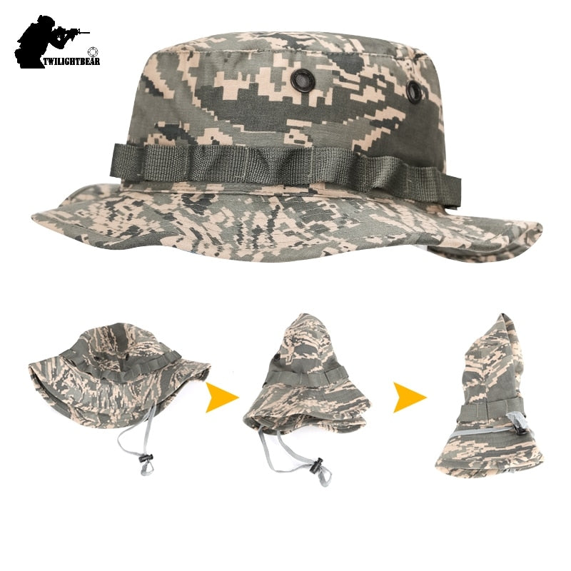 US Army Camouflage BOONIE HAT Thicken Military Tactical Cap Hunting Hiking Climbing Camping MULTICAM HAT 20 Color KA056