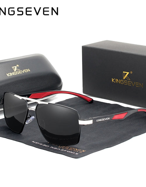 Load image into Gallery viewer, KINGSEVEN Aluminum Men&#39;s Sunglasse Polarized Lens Brand Red Design Temples Sun glasses Coating Mirror Glasses Oculos de sol 7719
