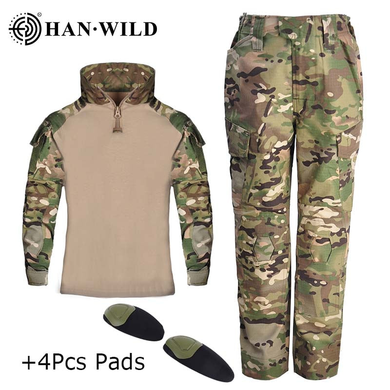 Children&#39;s Camouflage Training Clothes Suit Kids Outdoor CS Field Camping Hunting Military Combat Uniform Tactical Shirt Pants