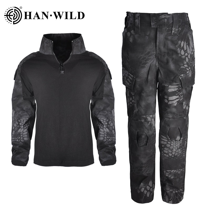 Children&#39;s Camouflage Training Clothes Suit Kids Outdoor CS Field Camping Hunting Military Combat Uniform Tactical Shirt Pants