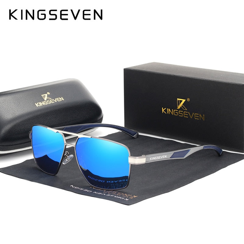 KINGSEVEN Aluminum Men&#39;s Sunglasse Polarized Lens Brand Red Design Temples Sun glasses Coating Mirror Glasses Oculos de sol 7719