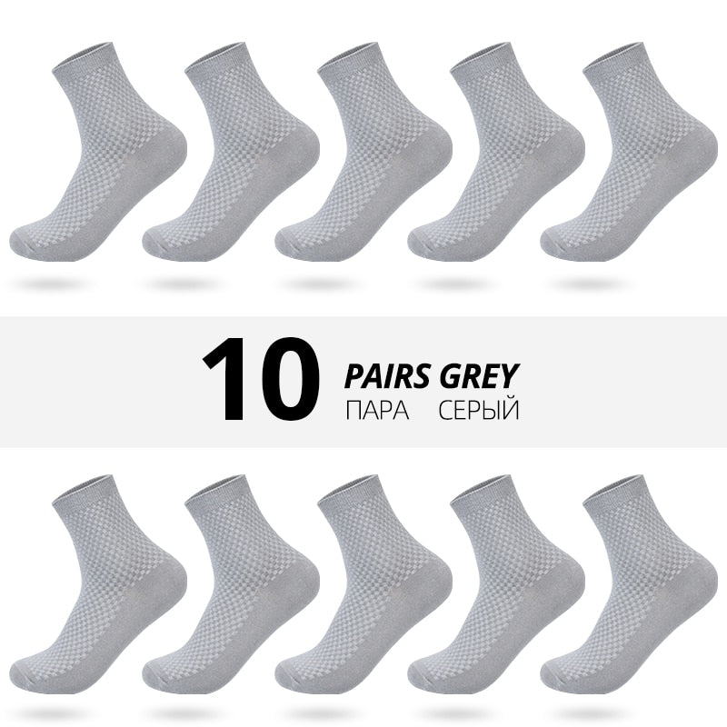 HSS Brand 10 Pairs/Lot Men Bamboo Fiber Socks New Classic Business Long Socks Mens Dress Sock For Winter Gift Plus Size EUR39-45