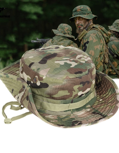 Load image into Gallery viewer, US Army Camouflage BOONIE HAT Thicken Military Tactical Cap Hunting Hiking Climbing Camping MULTICAM HAT 20 Color KA056
