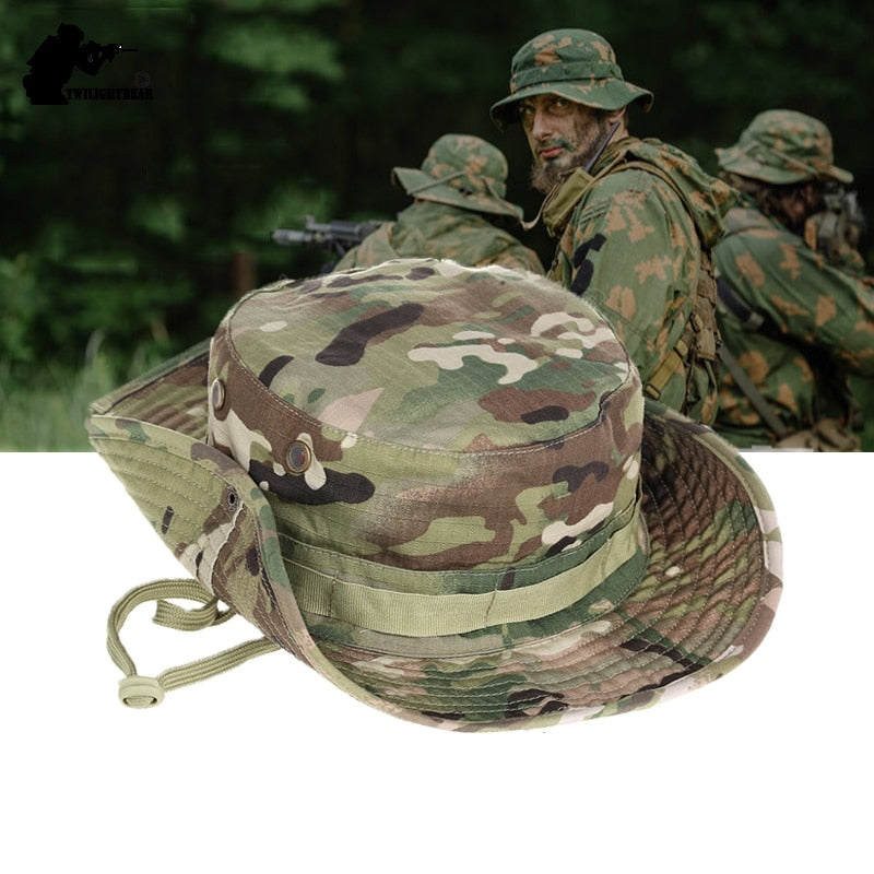 US Army Camouflage BOONIE HAT Thicken Military Tactical Cap Hunting Hiking Climbing Camping MULTICAM HAT 20 Color KA056