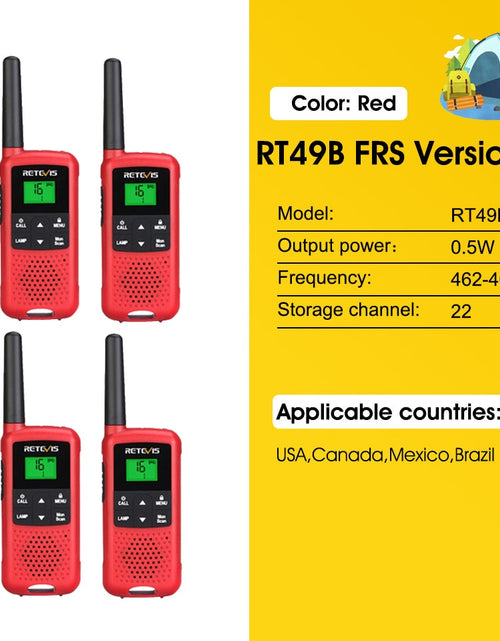 Load image into Gallery viewer, Retevis RT649B Walkie Talkie 2 or 4 pcs PMR446 Walkie-talkies 1.8km for Motorola Two-way radio Hunting Fishing Rechargeable VOX
