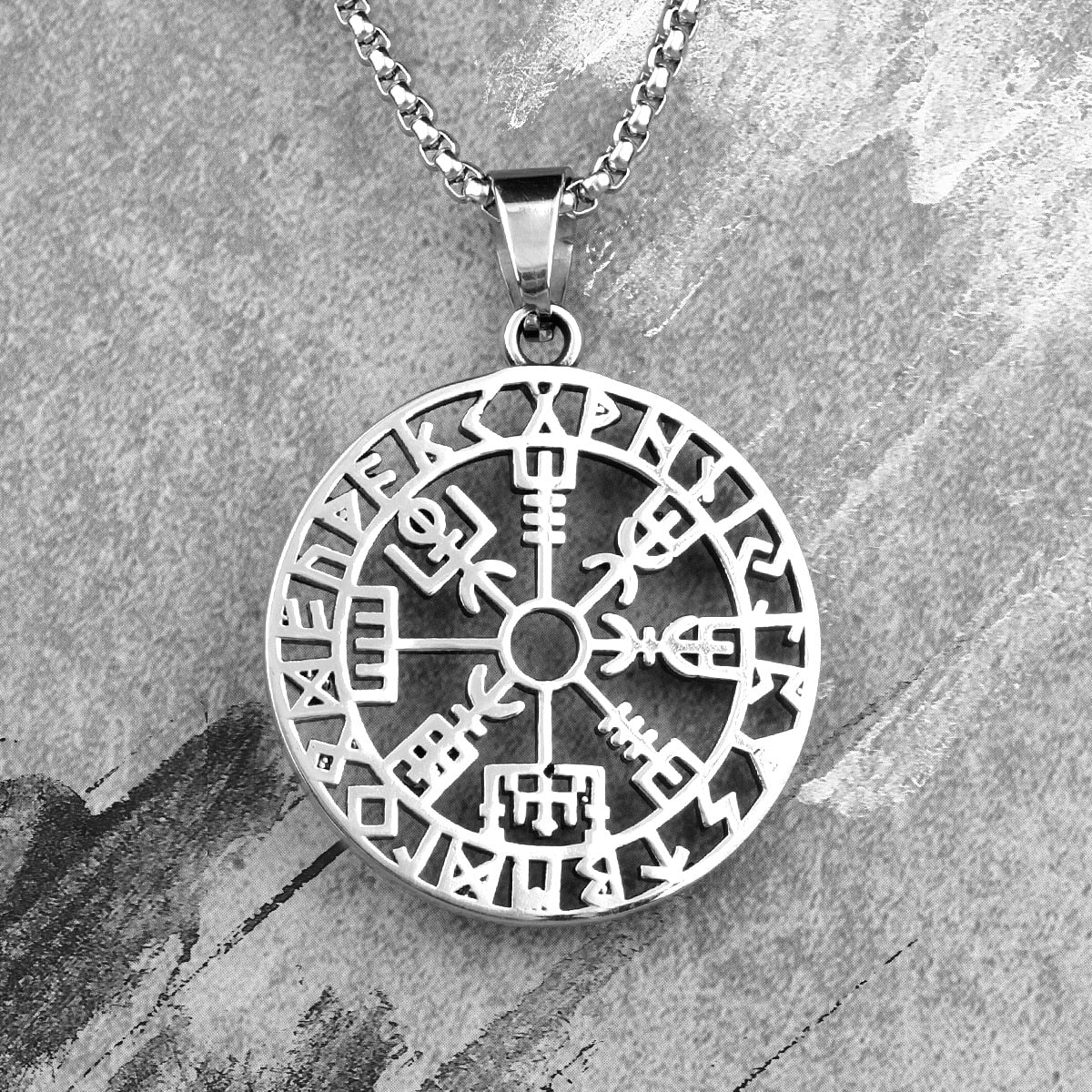 Stainless Steel Viking Pirate Odin Runes Men Necklaces Pendants Chain Punk for Boyfriend Male Jewelry Creativity Gift Wholesale