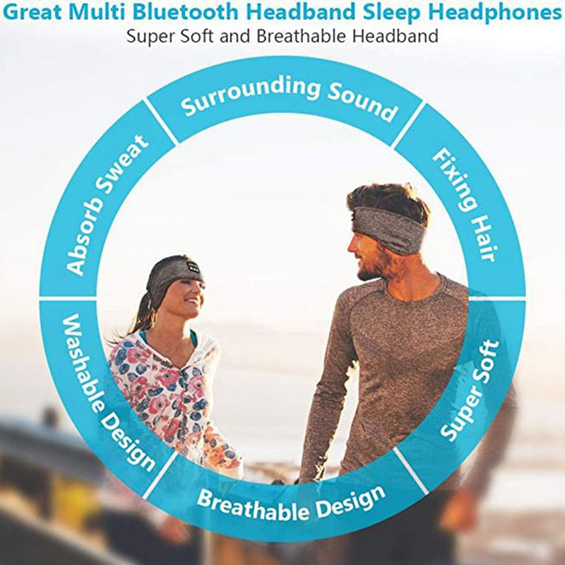 Sleep Mask Bluetooth Sleeping Headphones Headband Thin Soft Elastic Comfortable Wireless Music Headset Eye Mask For Side Sleeper