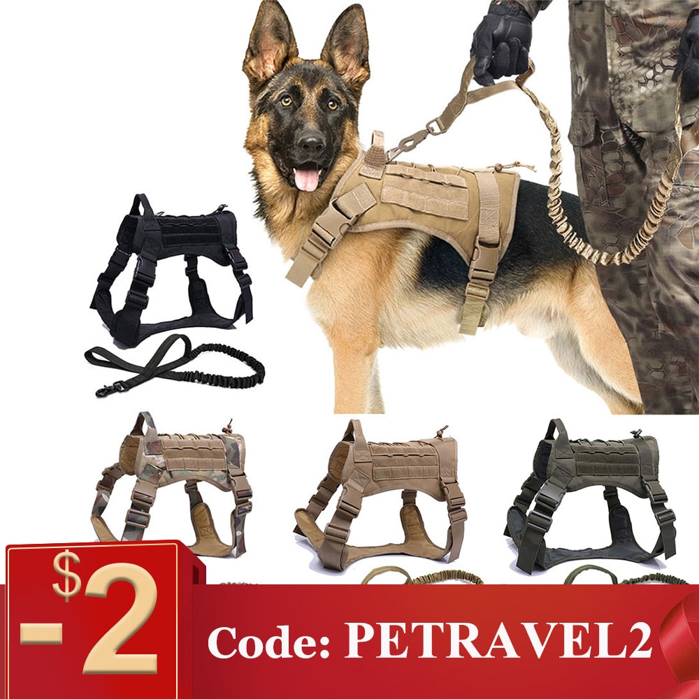 Tactical Dog Harnesses Pet Training Vest Dog Harness And Leash Set For Small Medium Big Dogs Walking Hunting Free Shipping Items