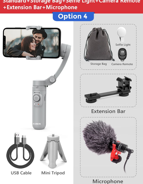 Load image into Gallery viewer, AXNEN HQ3 3-Axis Foldable Smartphone Handheld Gimbal Cellphone Video Record Vlog Stabilizer for iPhone 13 Xiaomi Huawei Samsung
